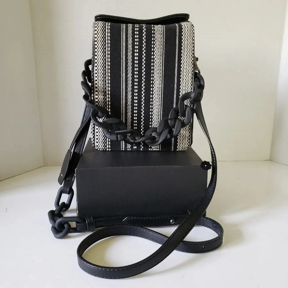 Pixie Mood Womans Black/White Vegan Leather Billie  Crossbody Bag.